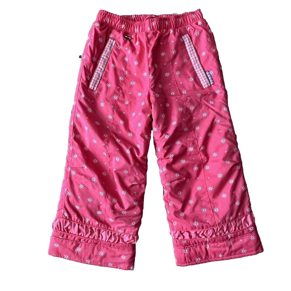 Y2K Obermeyer Snow Ski Pants Girl 4 M Pink White I Grow Floral Snowflake Winter